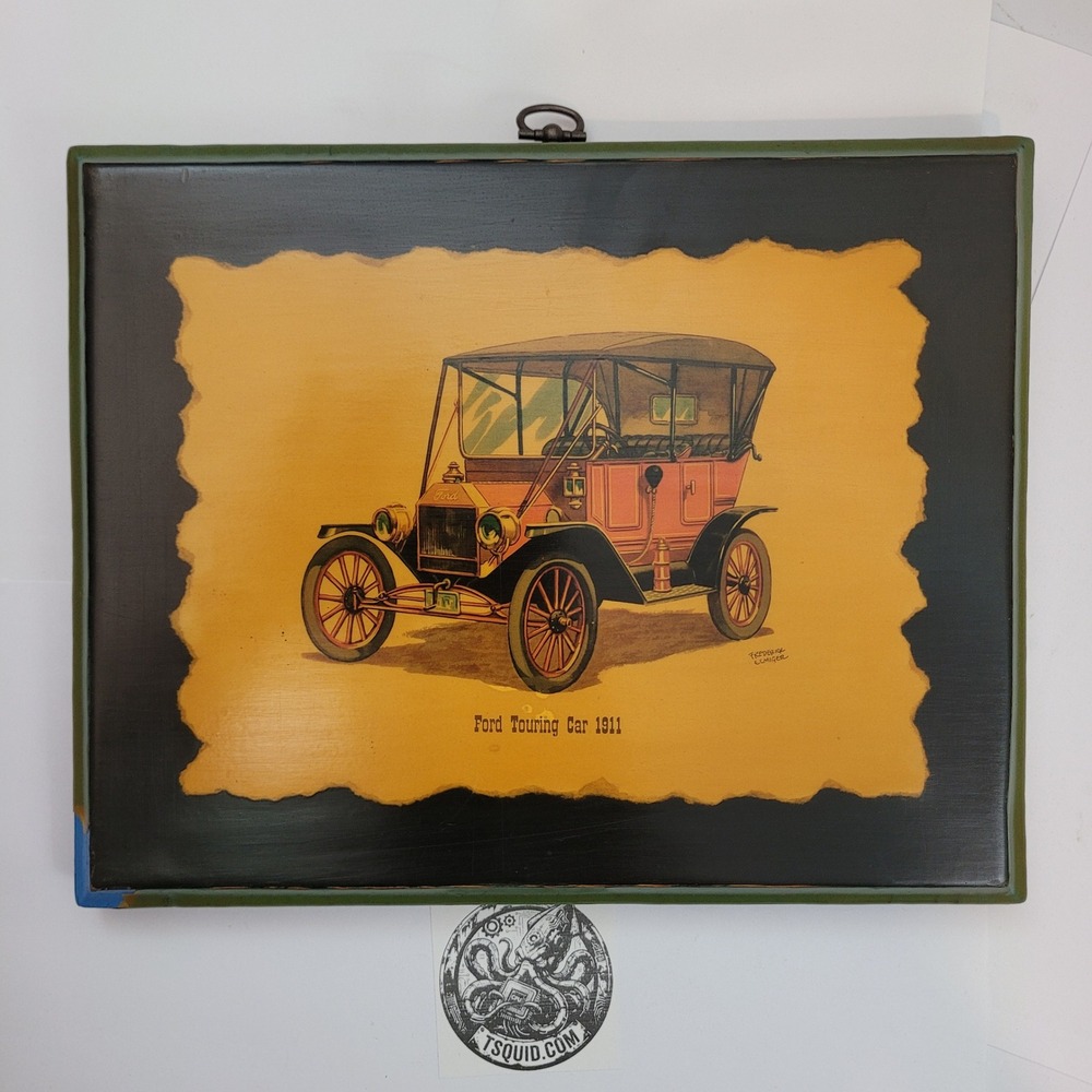 Frederick‎ Elmiger Ford Touring Car 1911 Vintage Wood Wall Plaque Art Decor